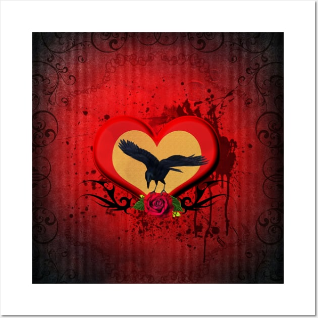 Wonderful crow on a heart Wall Art by Nicky2342